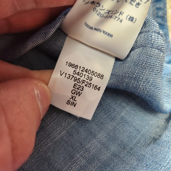 Lands End Shirt Women XL Chambray Blue Indigo Tencel Soft Button Up NEW - Picture 7 of 8